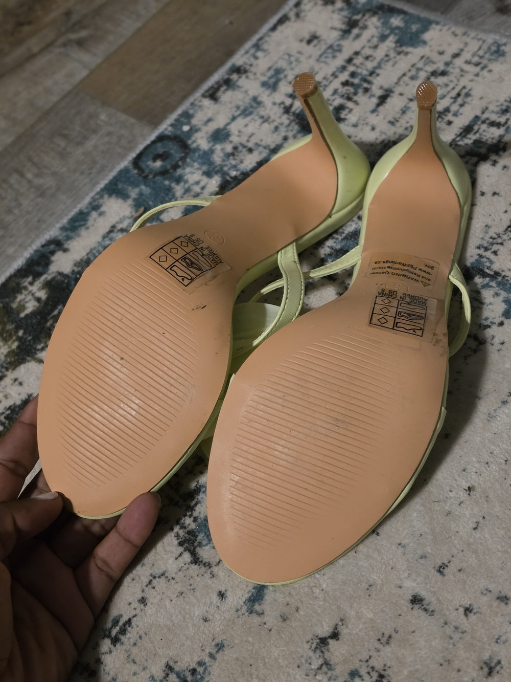 Floral Slip-On Heeled Sandals - Chartreuse - Picture 5 of 10